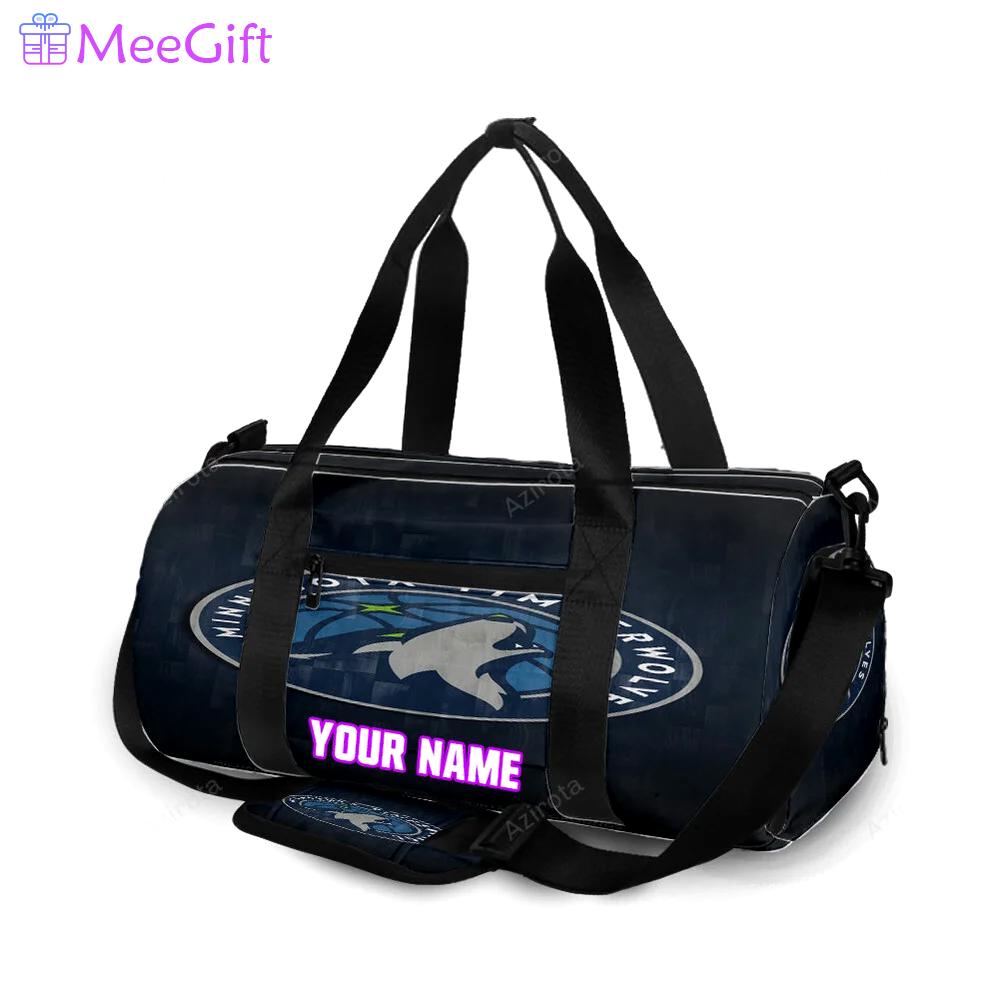 Minnesota timberwolves emblem v1 personalized name travel bag gym bag 2046 Travel Bag