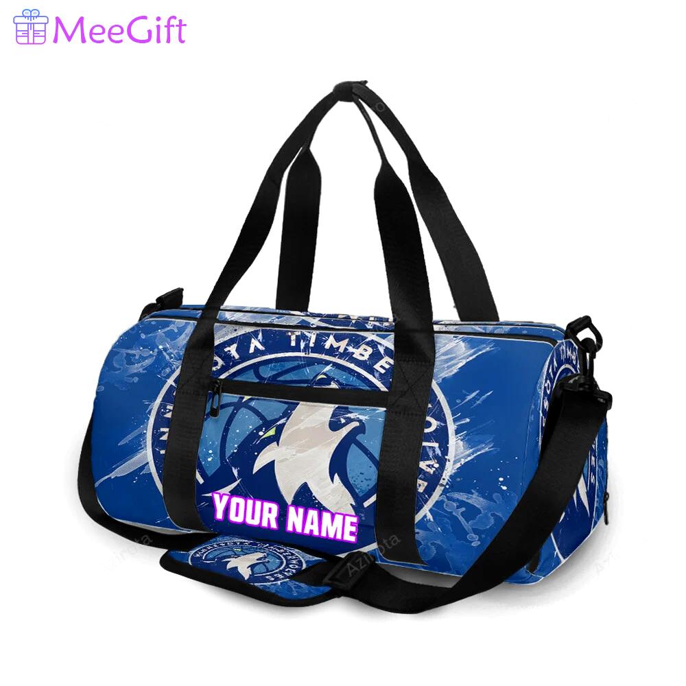 Minnesota timberwolves emblem v12 personalized name travel bag gym bag 225 Travel Bag
