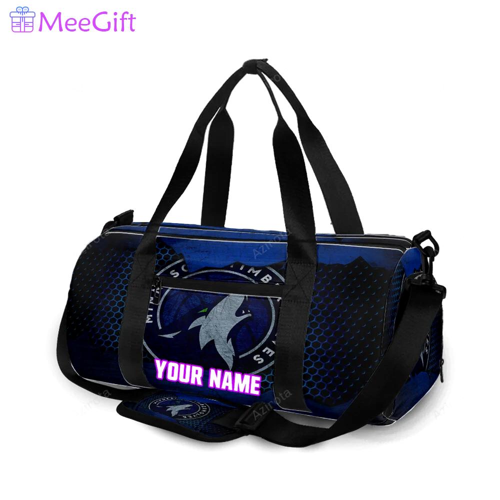 Minnesota timberwolves emblem v13 personalized name travel bag gym bag 993 Travel Bag