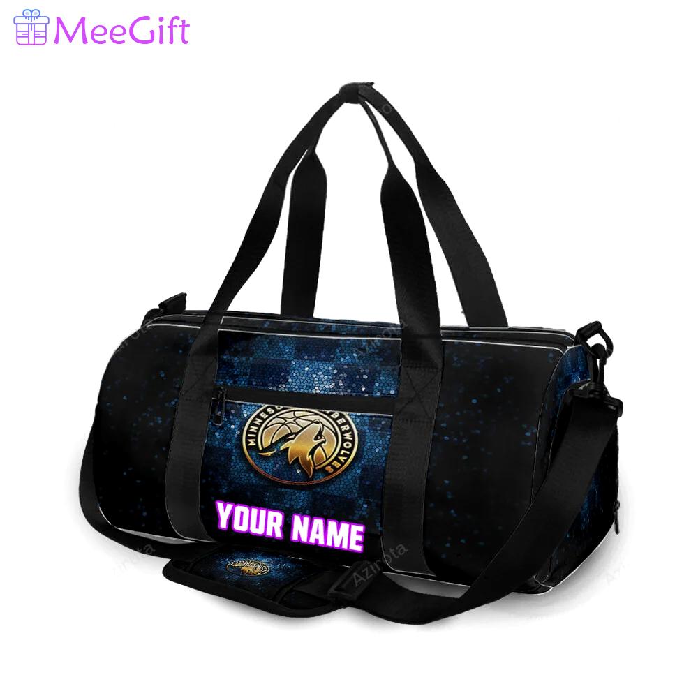 Minnesota timberwolves emblem v26 personalized name travel bag gym bag 218 Travel Bag