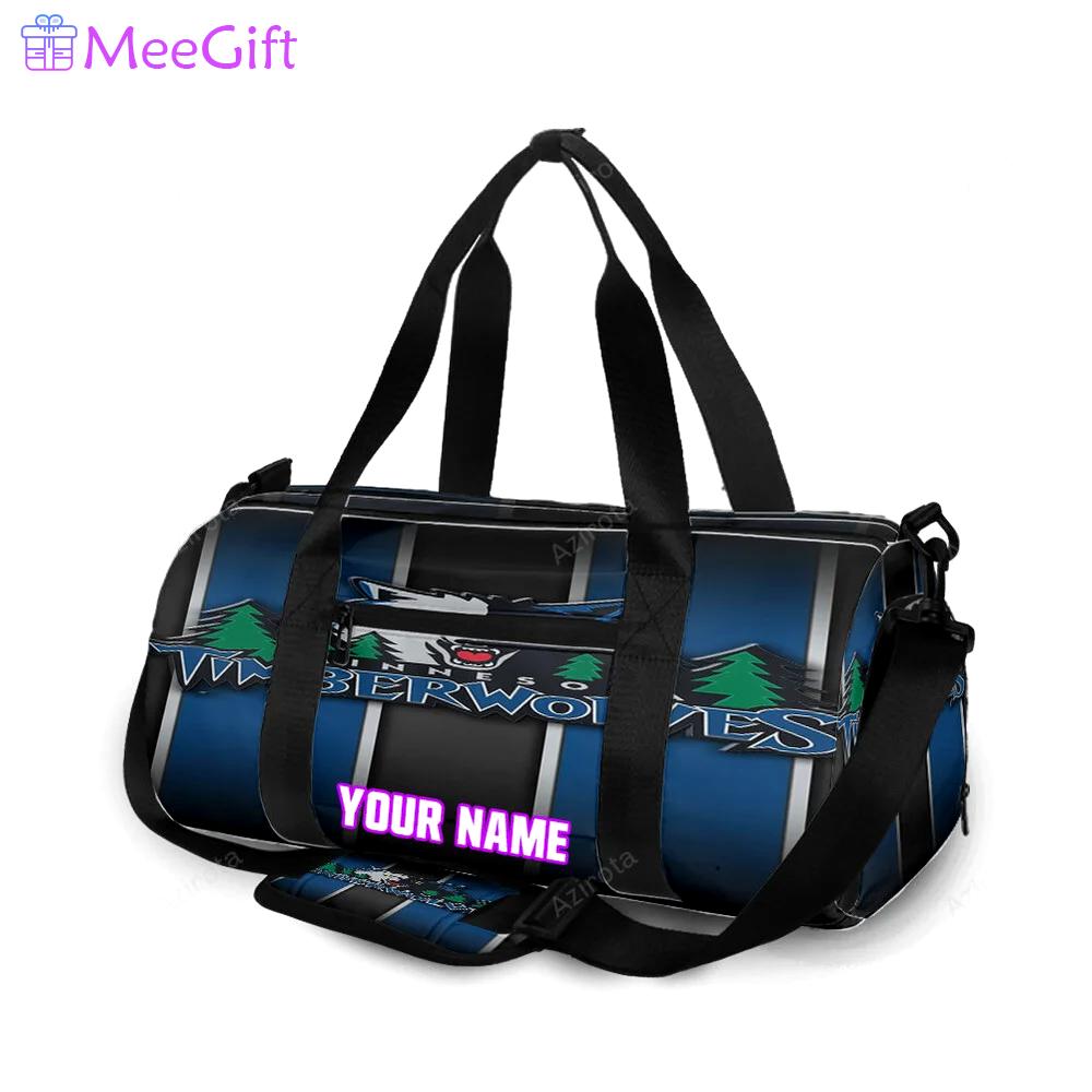 Minnesota timberwolves emblem v33 personalized name travel bag gym bag 1148 Travel Bag