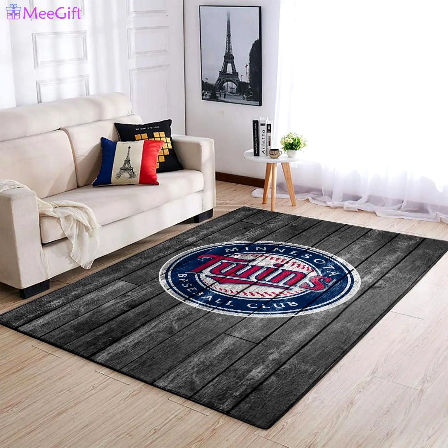 Minnesota twins wooden style area rug mlb baseball team logo home decor rug 9 Rectangle Rug