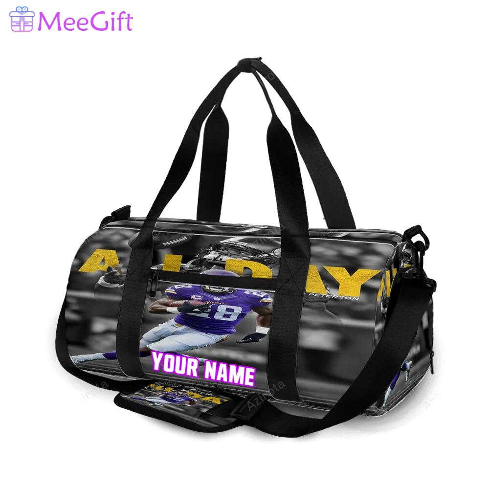 Minnesota vikings adrian peterson 28 all day personalized name travel bag gym bag 705 Travel Bag