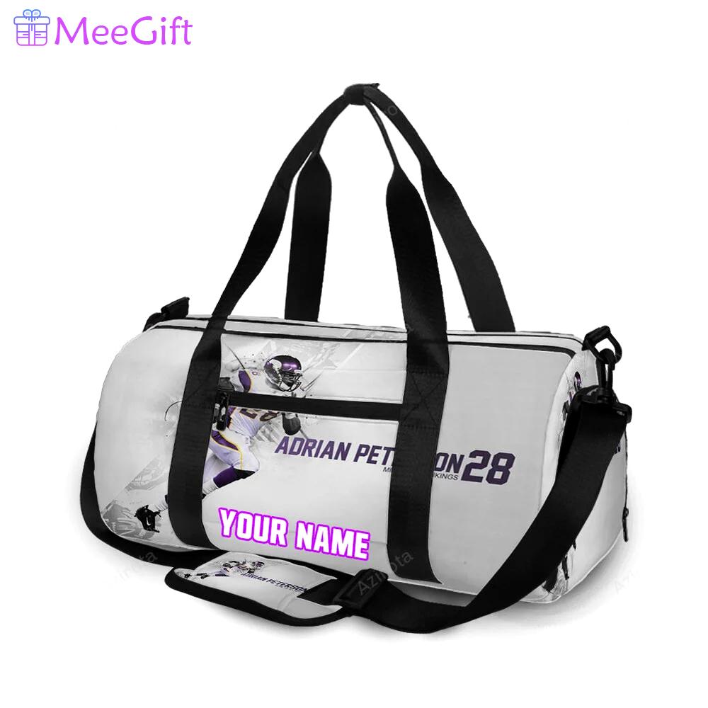 Minnesota vikings adrian peterson 28 v2 personalized name travel bag gym bag 61 Travel Bag