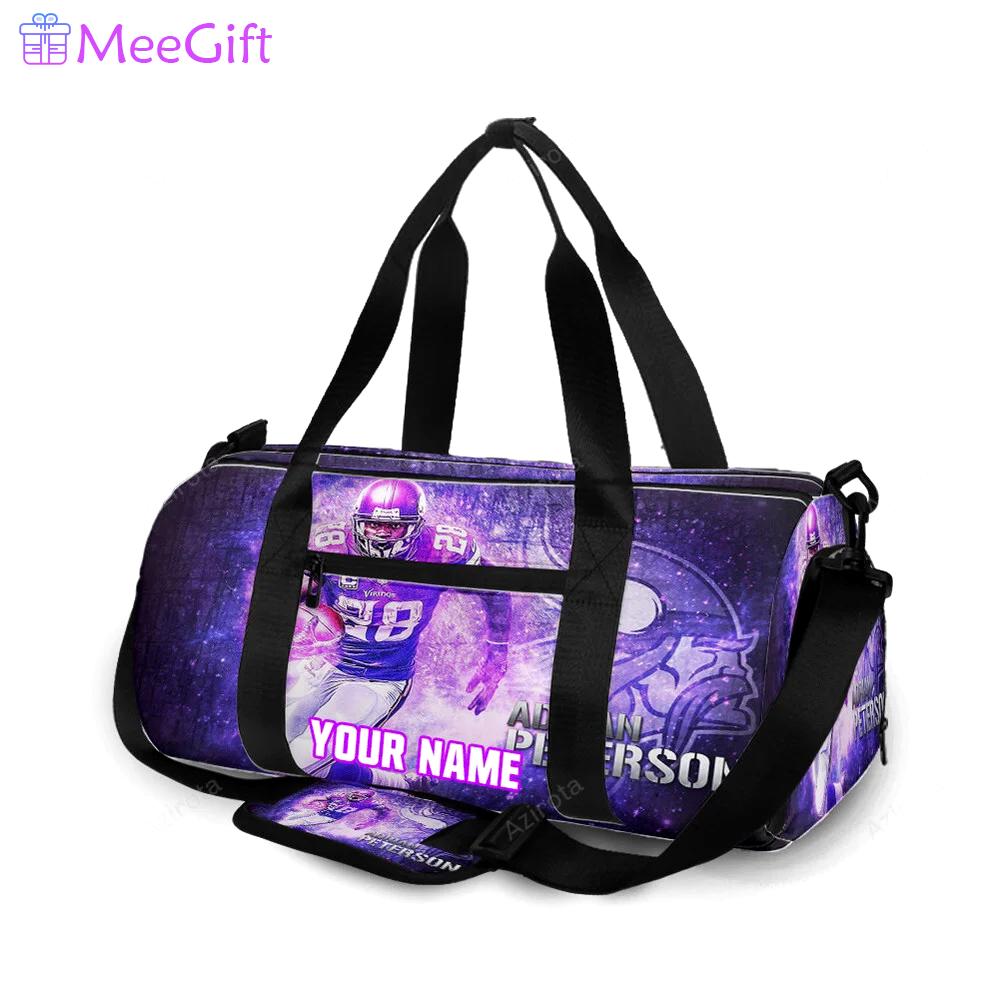 Minnesota vikings adrian peterson 28 v4 personalized name travel bag gym bag 710 Travel Bag