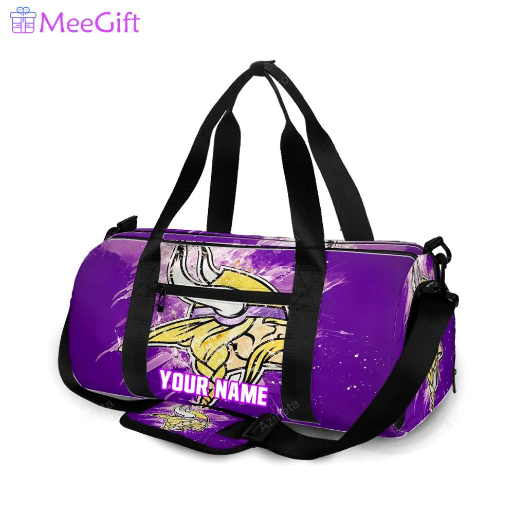 Minnesota vikings emblem brush v3 personalized name travel bag gym bag 1733 Travel Bag