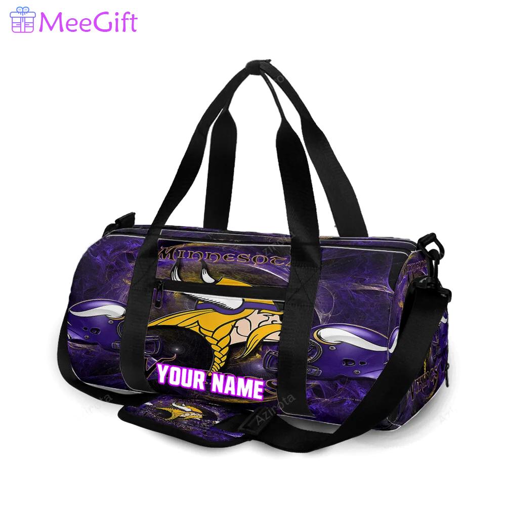 Minnesota vikings emblem helmet v2 personalized name travel bag gym bag 1796 Travel Bag