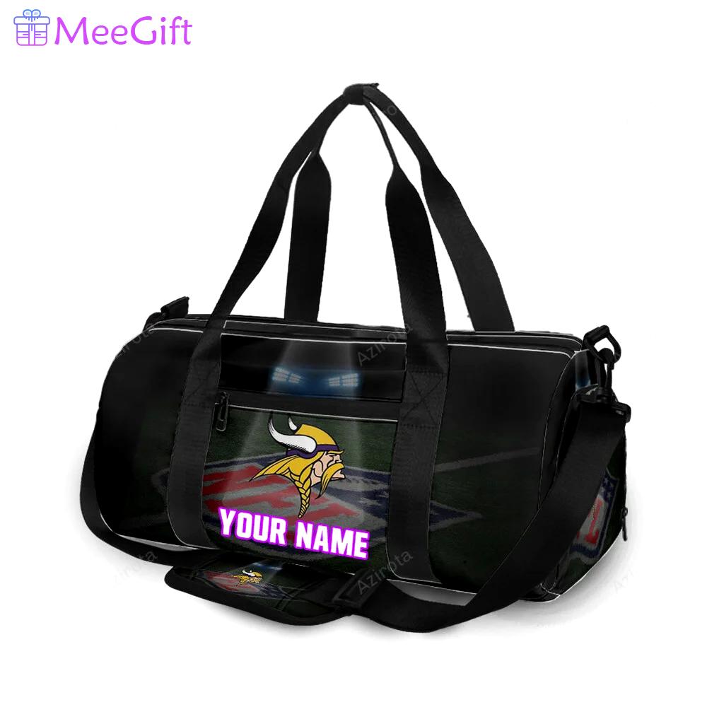 Minnesota vikings emblem nfl field personalized name travel bag gym bag 698 Travel Bag