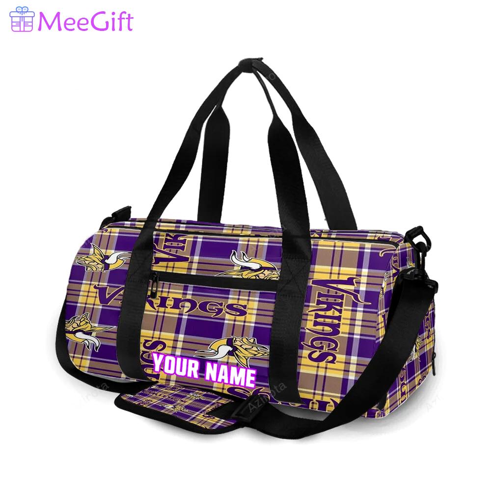 Minnesota vikings emblem v12 personalized name travel bag gym bag 91 Travel Bag
