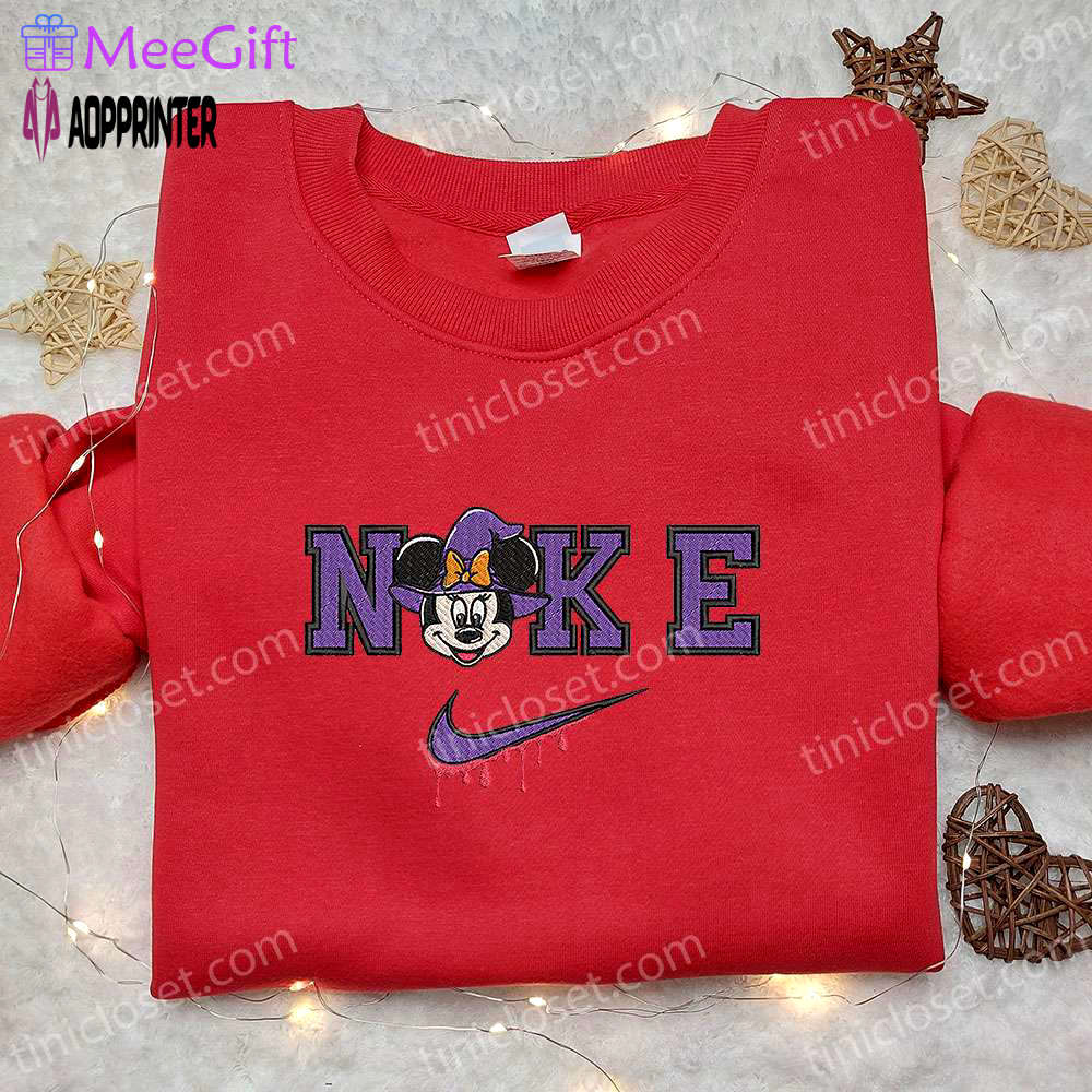 Minnie mouse witch x nike embroidered hoodie & shirt: best halloween gift ideas Embroidered Shirt