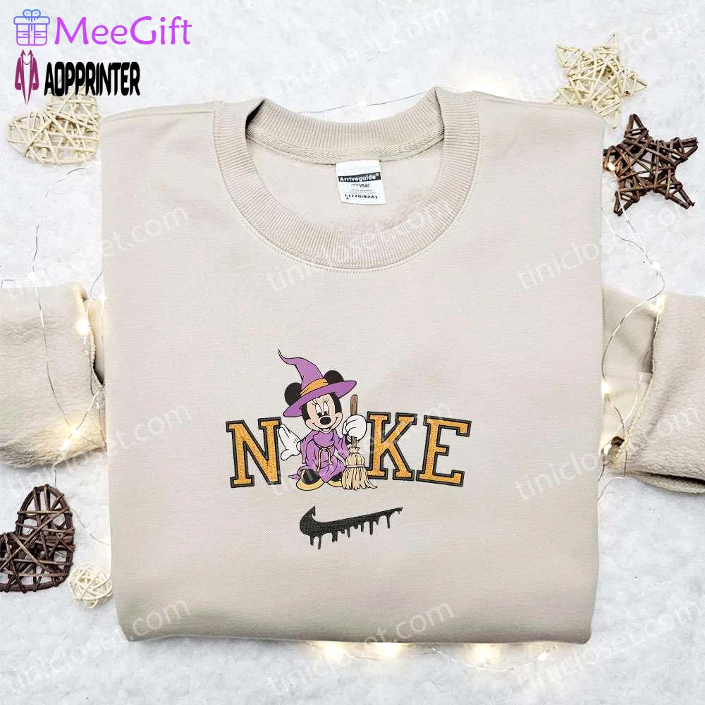 Minnie mouse witch x nike embroidered sweatshirt: disney characters halloween shirt best gift idea Embroidered Shirt