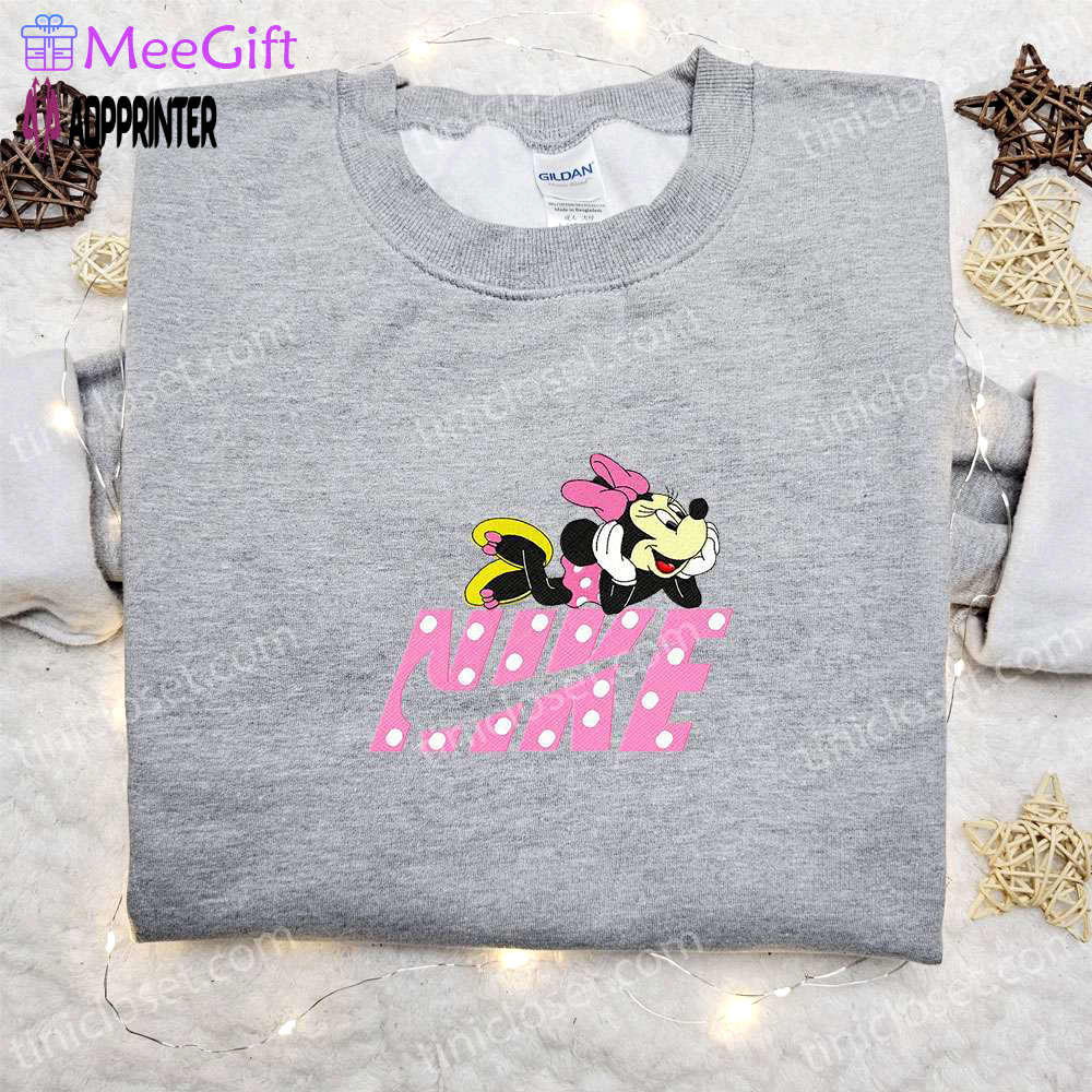 Minnie mouse x nike cartoon embroidered shirt: customized & perfect family gift Embroidered Shirt