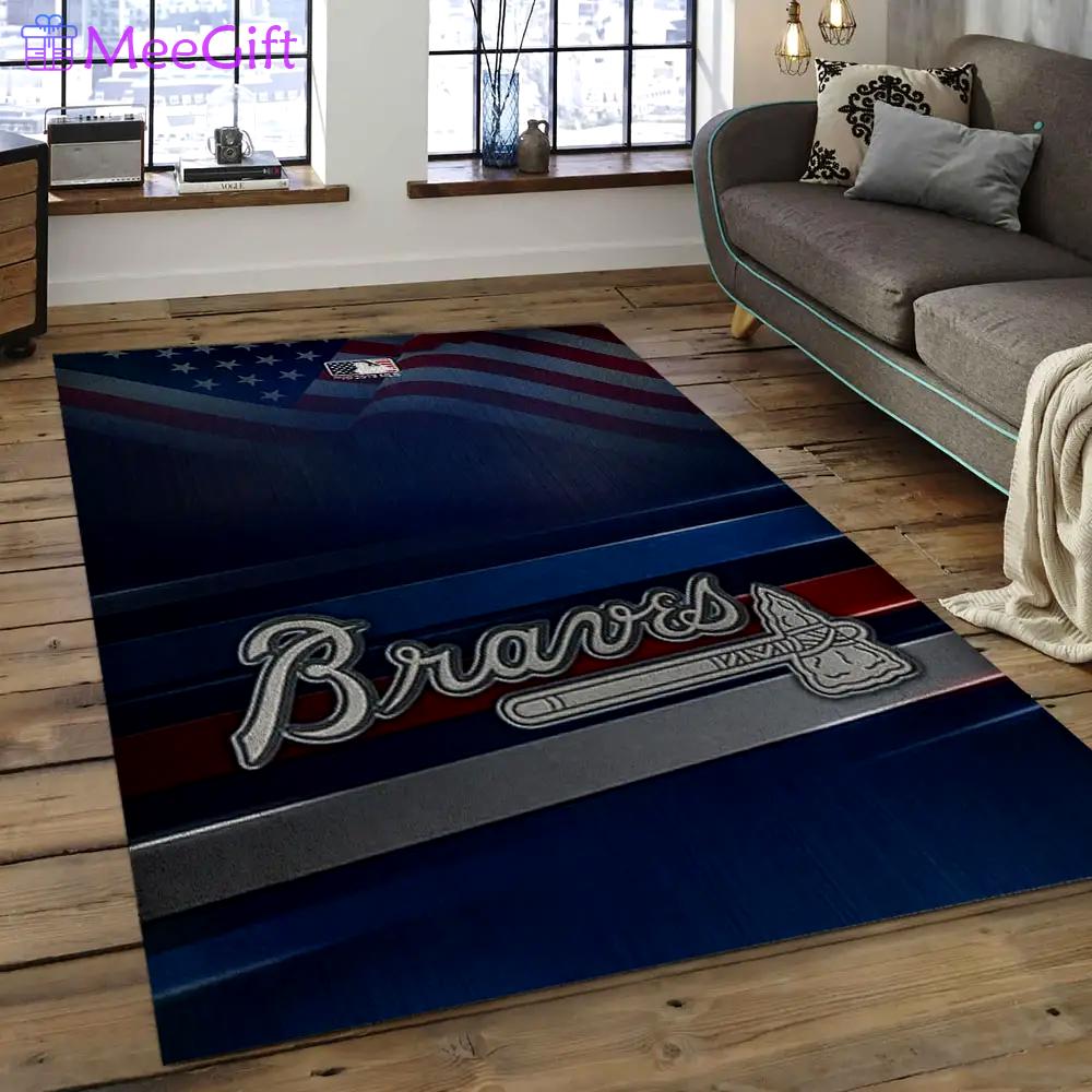 Mlb atlanta braves baseball team logo rectangle area ab07 Rectangle Rug