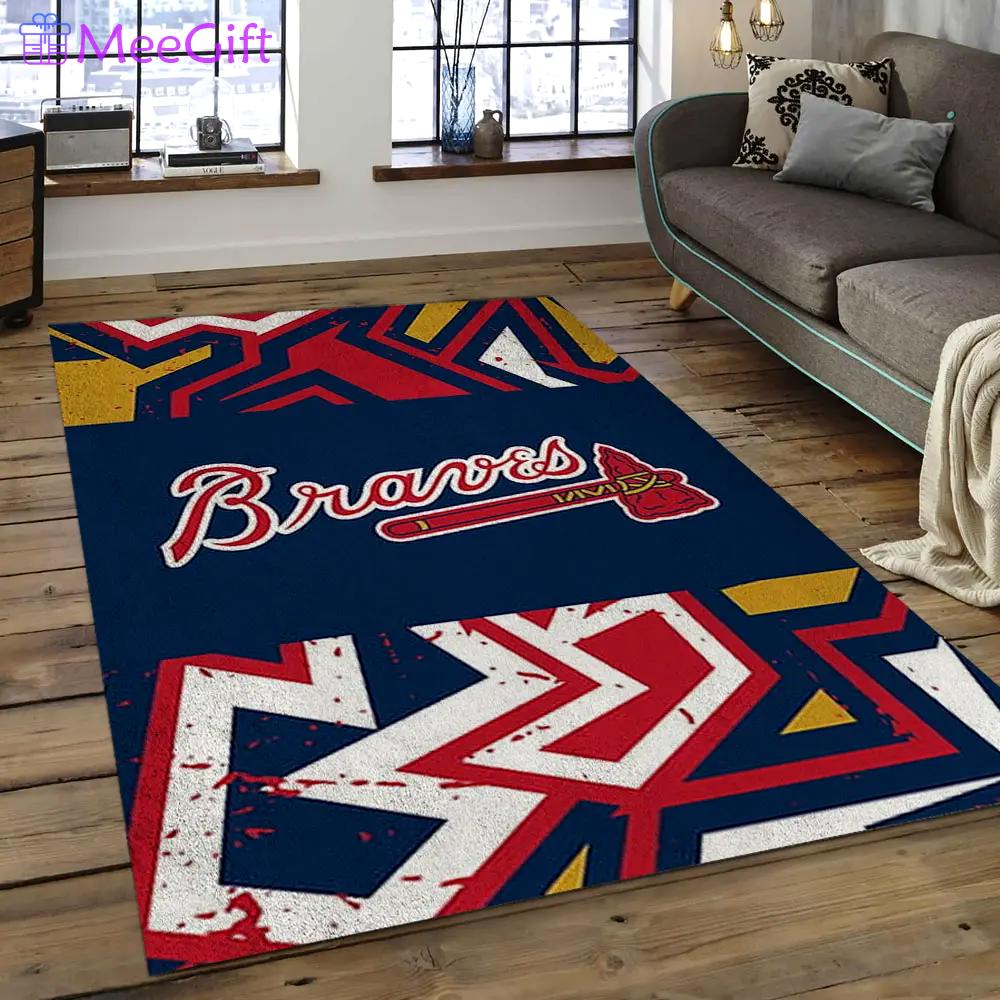 Mlb atlanta braves baseball team logo rectangle area ab19 Rectangle Rug