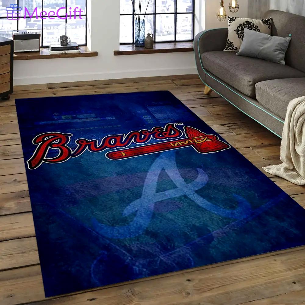Mlb atlanta braves baseball team logo rectangle area ab27 Rectangle Rug