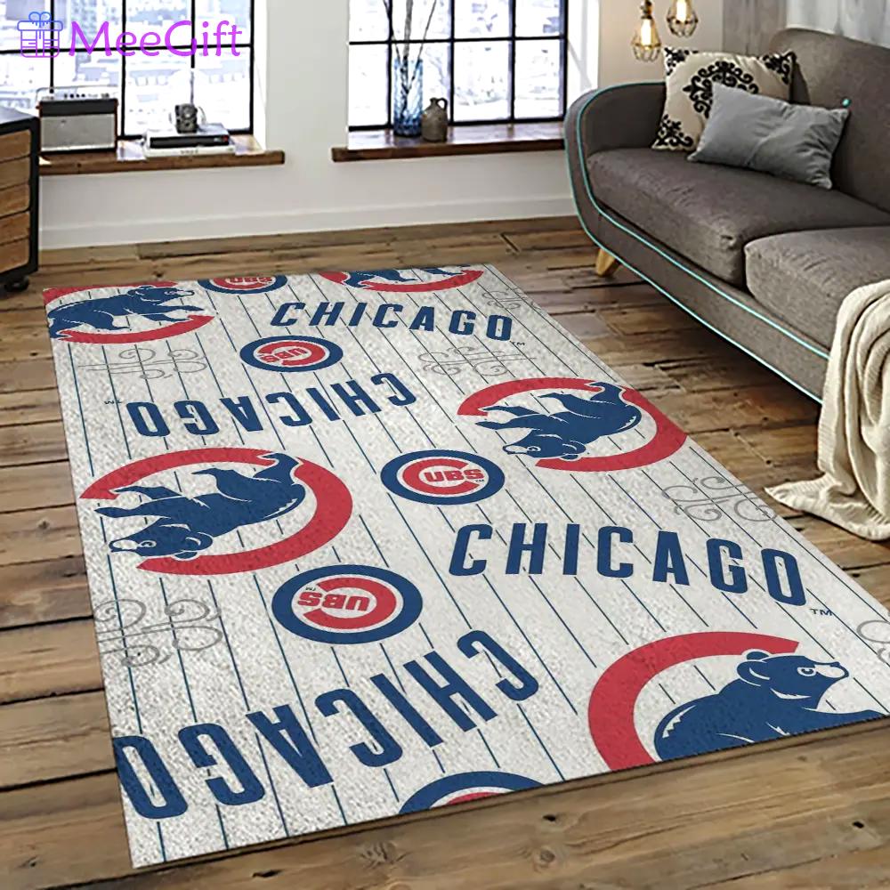 Mlb chicago cubs baseball team logo sport carpet rectangle area rug for living room cac21 Rectangle Rug