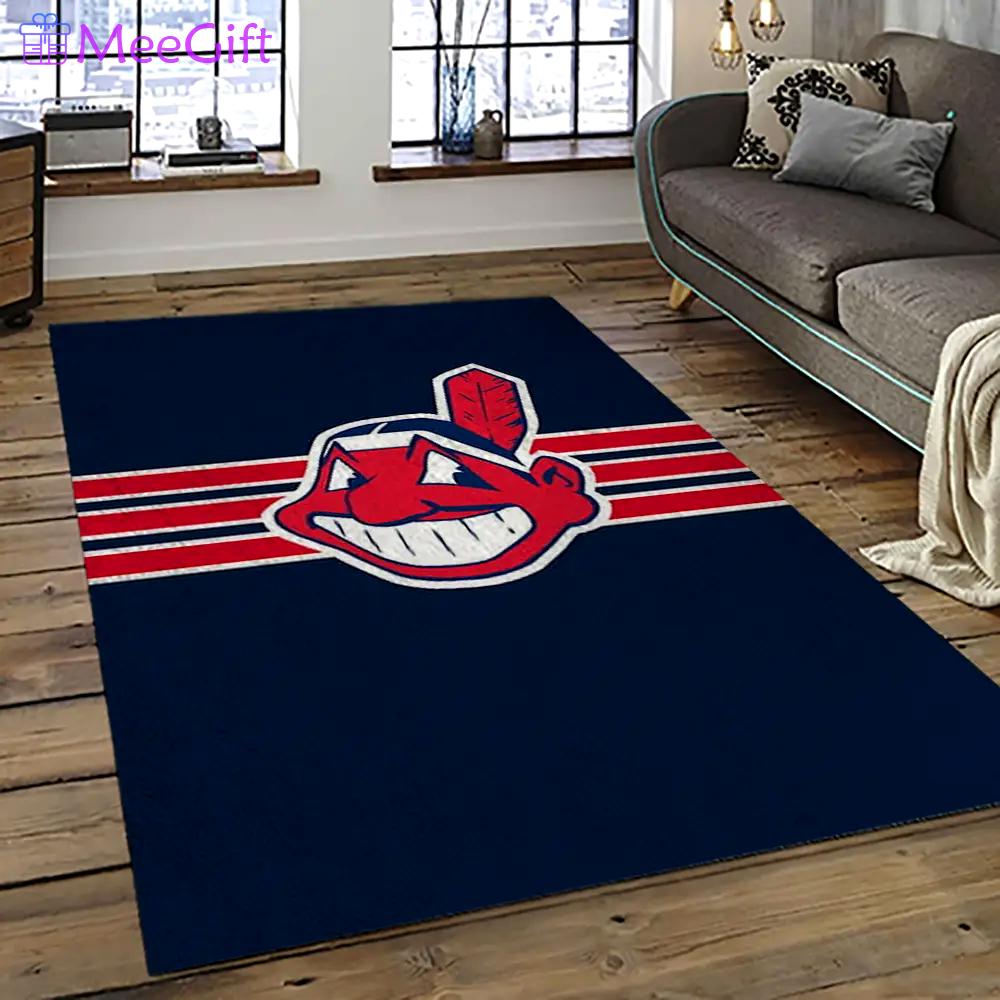 Mlb cleveland indians baseball team logo sport carpet rectangle area rug for living room ci37 Rectangle Rug