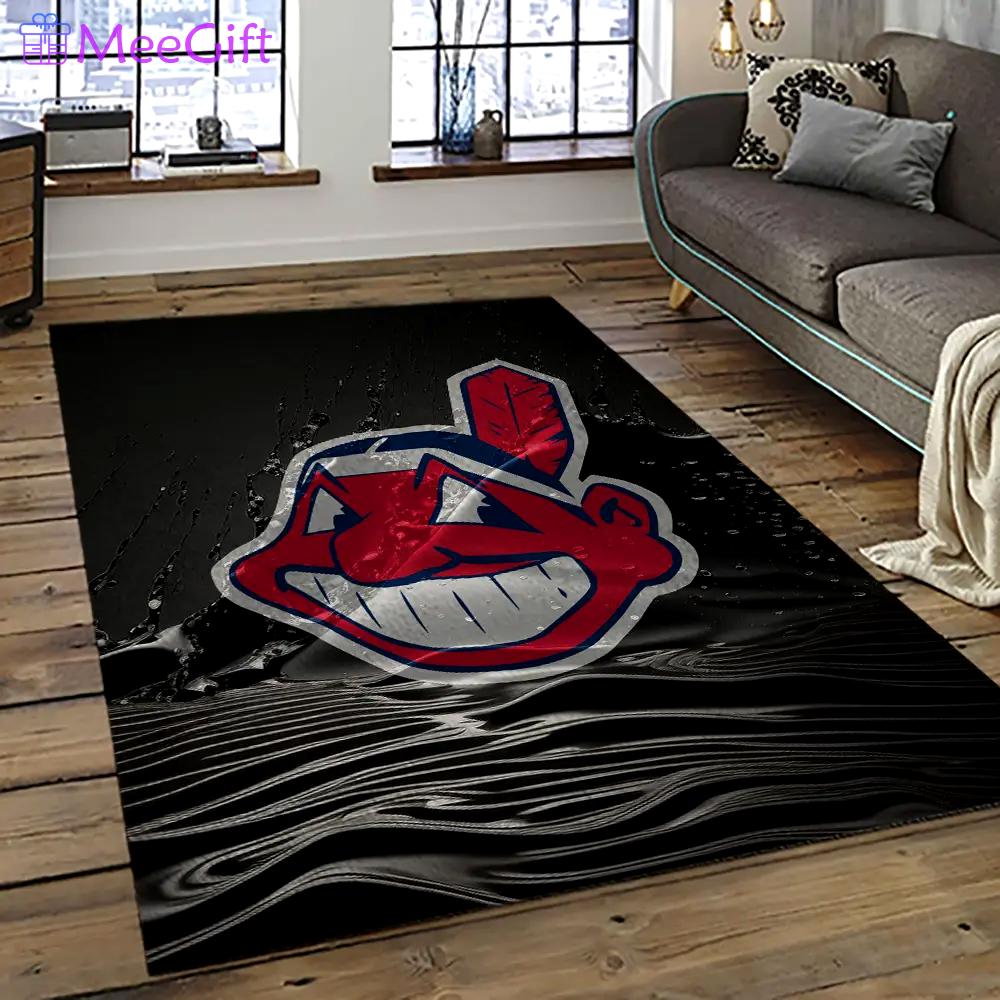 Mlb cleveland indians baseball team logo sport carpet rectangle area rug for living room ci4 Rectangle Rug