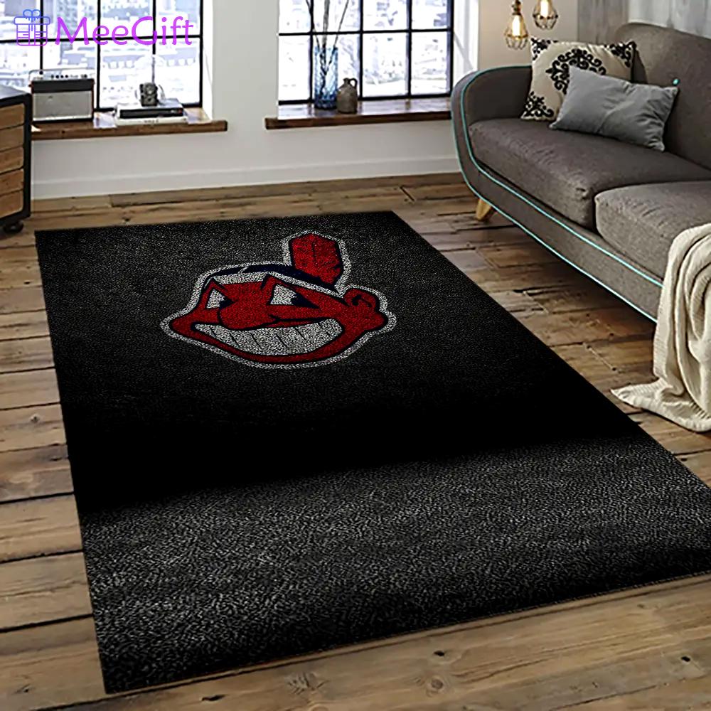 Mlb cleveland indians baseball team logo sport carpet rectangle area rug for living room ci5 Rectangle Rug