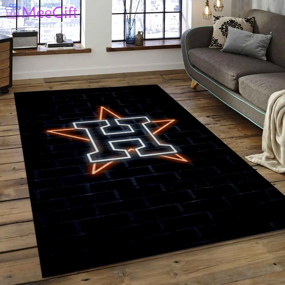 Mlb houston astros baseball team logo rectangle area ha44 Rectangle Rug