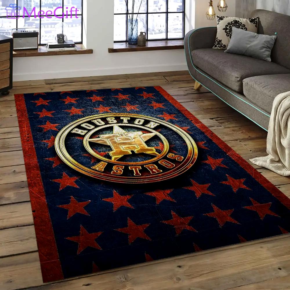 Mlb houston astros baseball team logo rectangle area ha47 Rectangle Rug