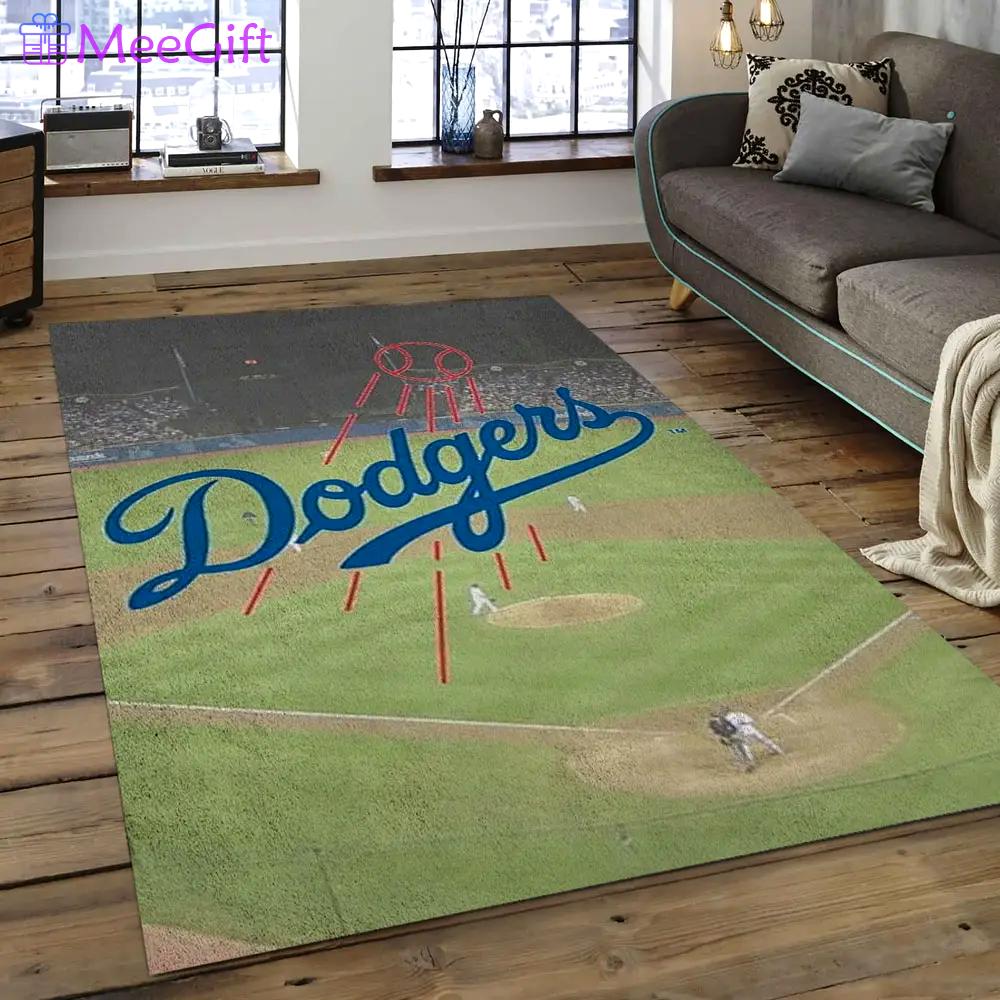Mlb los angeles dodgers baseball team logo rectangle area lad26 Rectangle Rug