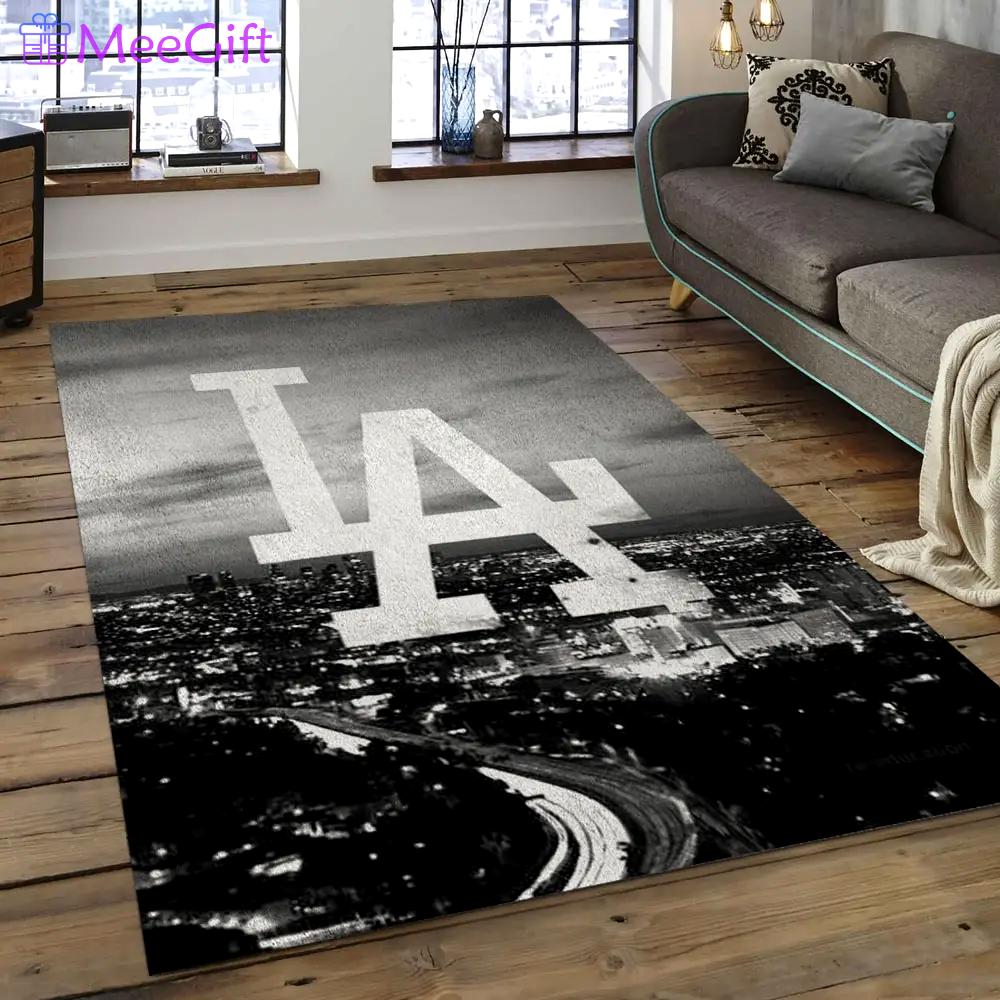 Mlb los angeles dodgers baseball team logo rectangle area lad47 Rectangle Rug