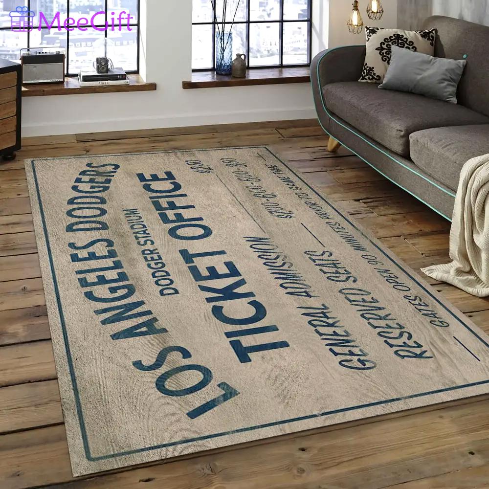 Mlb los angeles dodgers baseball team logo rectangle area lad58 Rectangle Rug