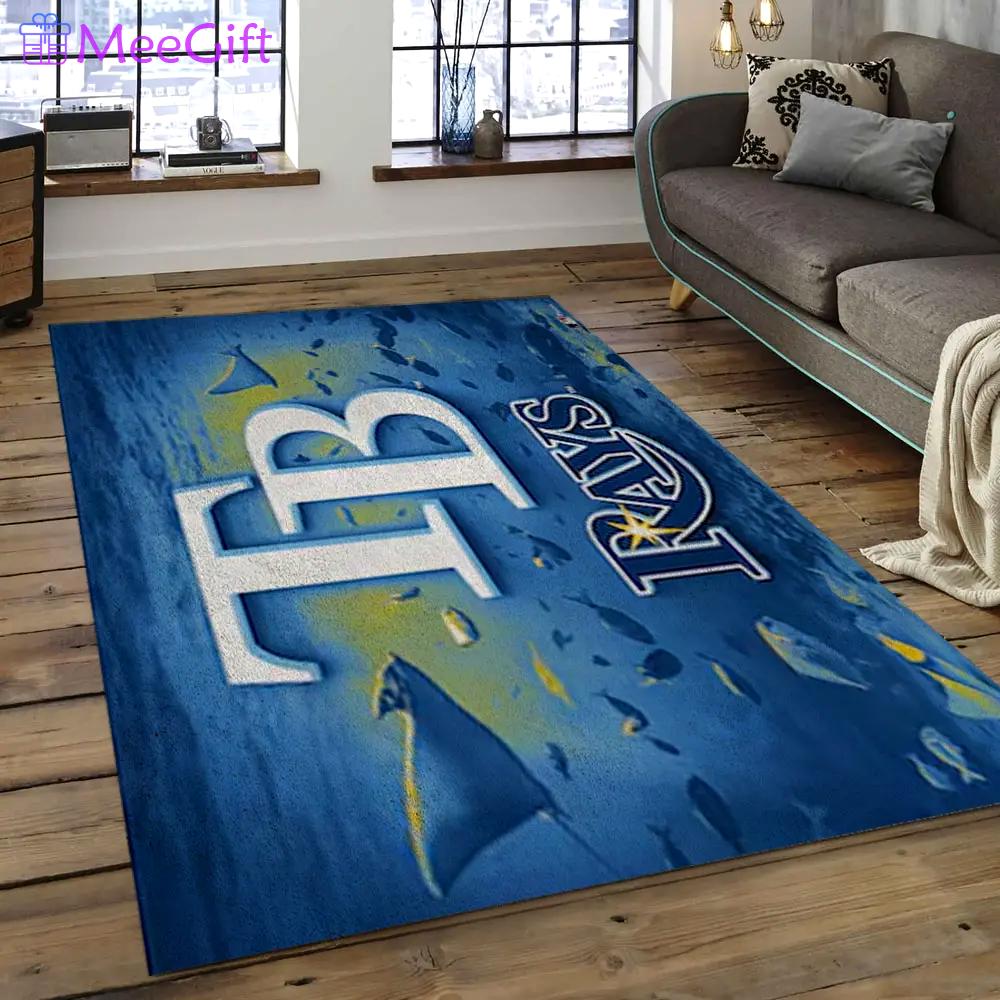 Mlb tampa bay rays baseball team logo rectangle area tbr10 Rectangle Rug