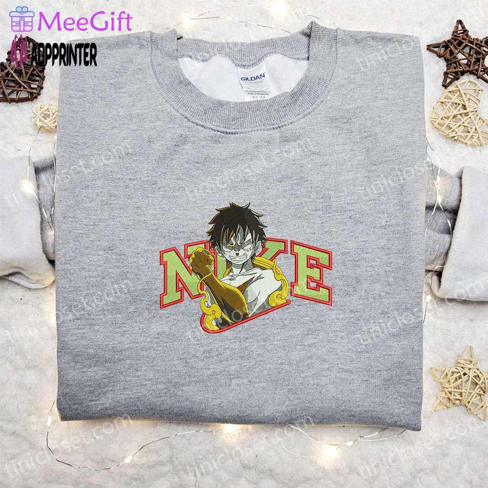 Monkey d luffy gear 2 x nike embroidered anime tshirt – one piece shirt nike inspired Embroidered Shirt