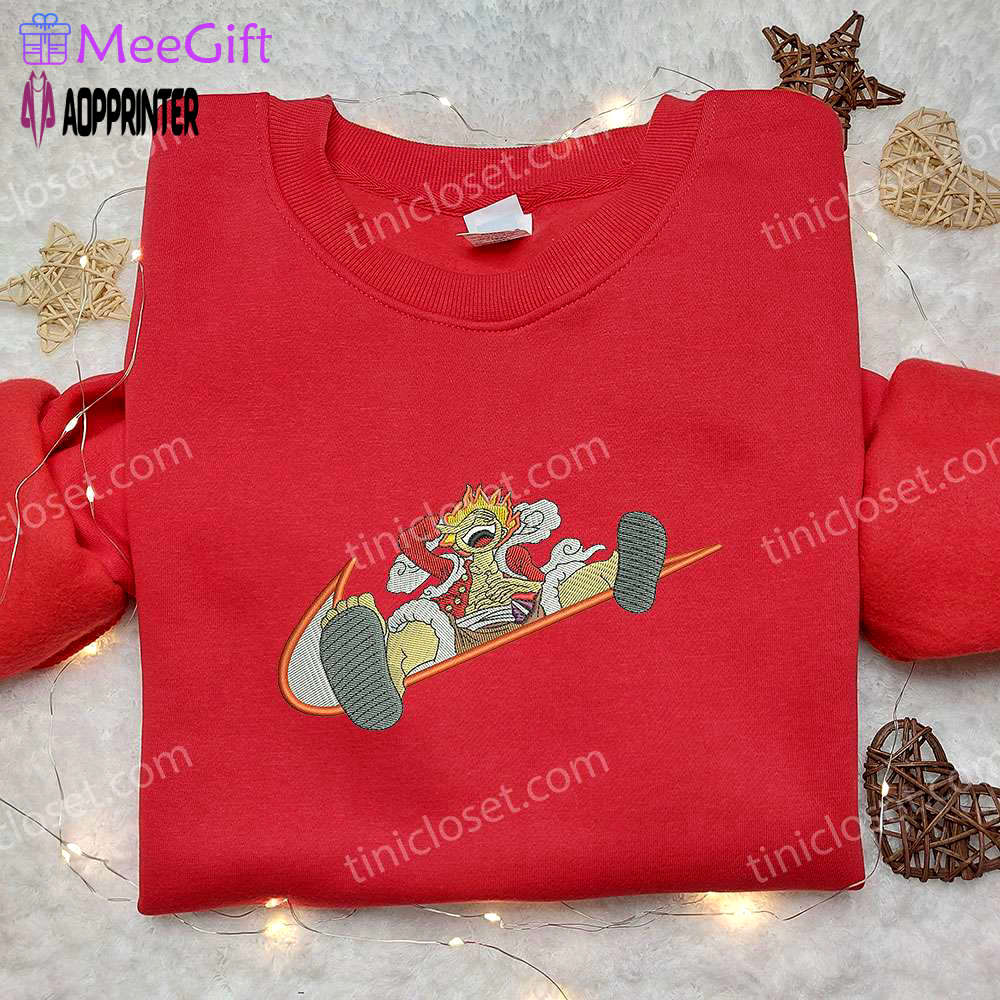 Monkey d luffy one piece x nike shirt – cool anime embroidered tee Embroidered Shirt