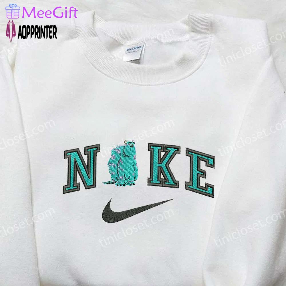Monsters inc disney embroidered shirt – james p sullivan x nike swoosh nike inspired sweatshirt Embroidered Shirt