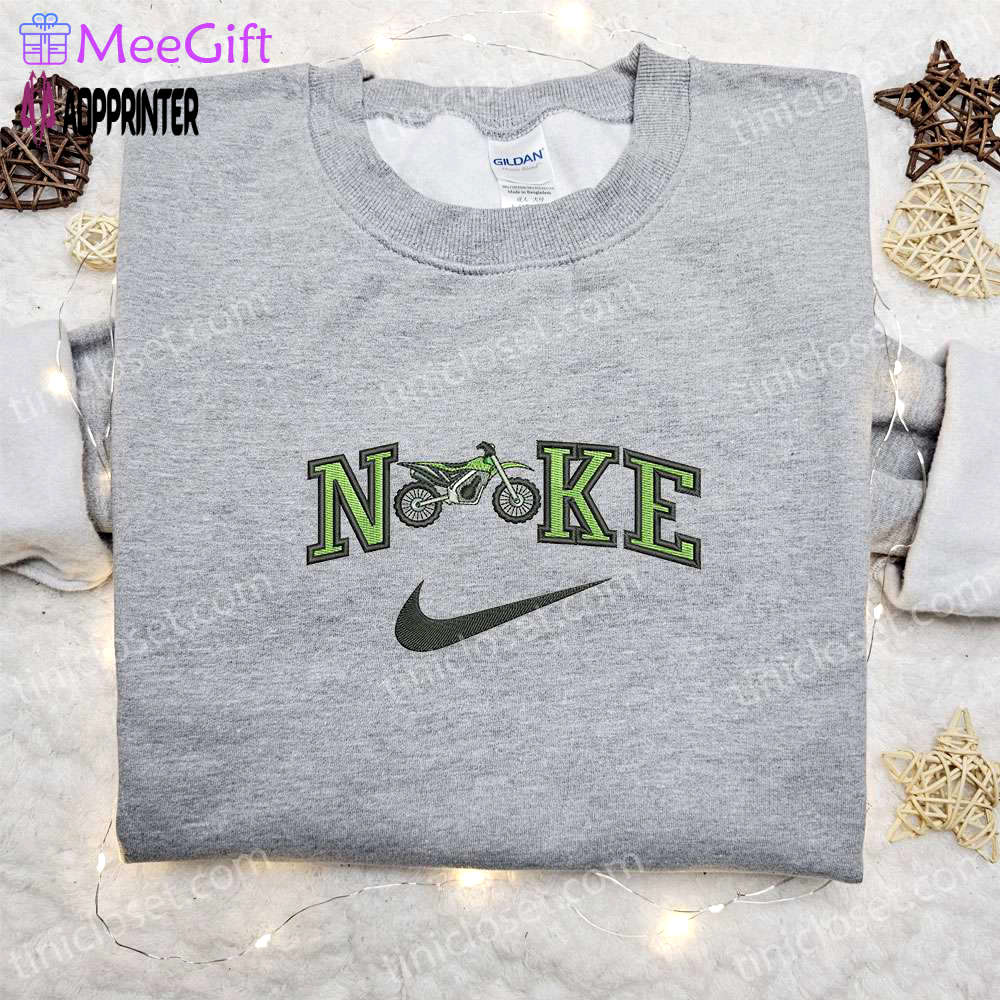 Motocross x nike embroidered tshirt – nike inspired shirt perfect family gift Embroidered Shirt