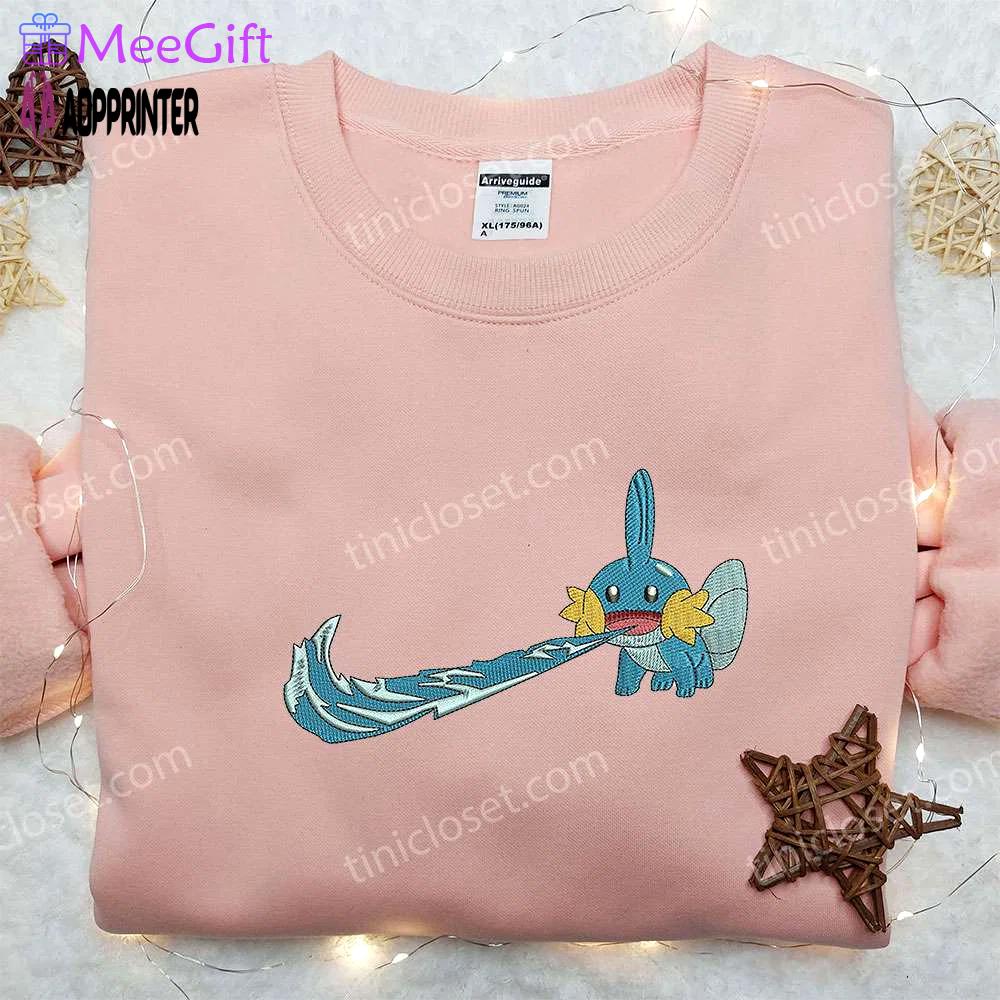 Mudkip x nike embroidered shirt: pokemon & nike inspired design Embroidered Shirt