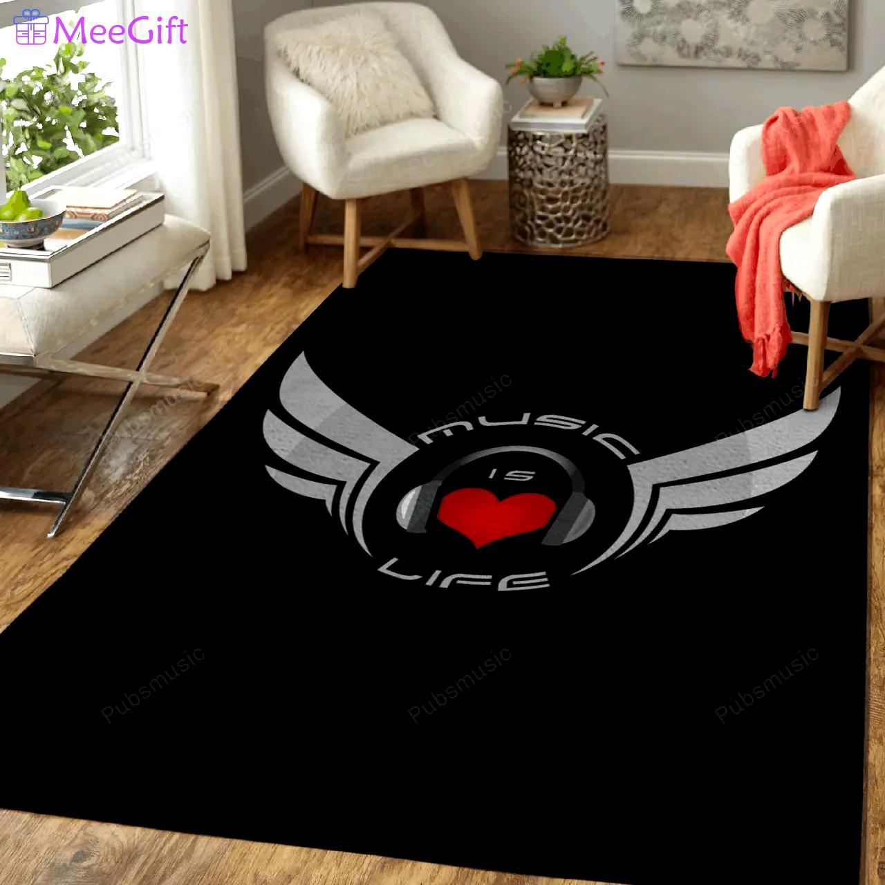 Music is life cool artwork art for fans area rug living room carpet rug regtangle carpet floor decor home decor Rectangle Rug