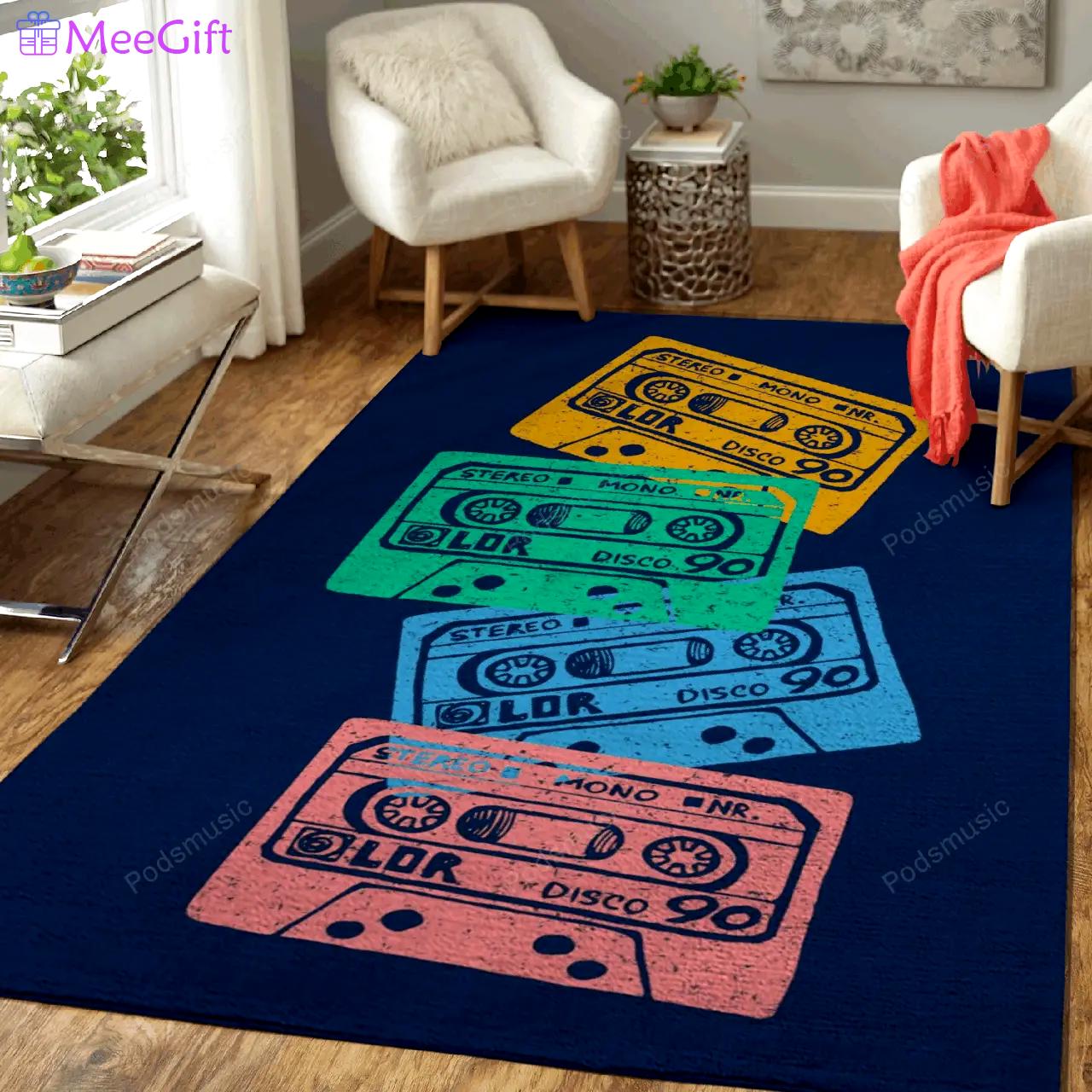 Musical retro artwork tape music art for fans area rug living room carpet rug regtangle carpet floor decor home decor Rectangle Rug