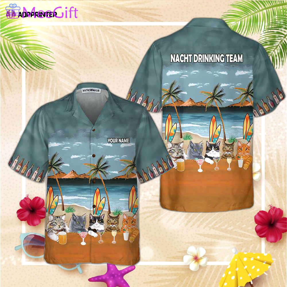Nacht drinking team cat beer alcohol custom hawaiian shirt for men women Hawaii Shirt