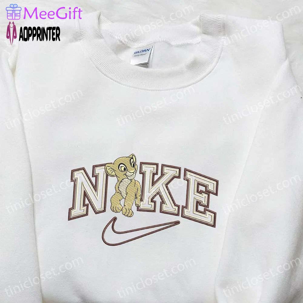 Nala x nike cartoon embroidered sweatshirt – disney characters & nike inspired shirt Embroidered Shirt