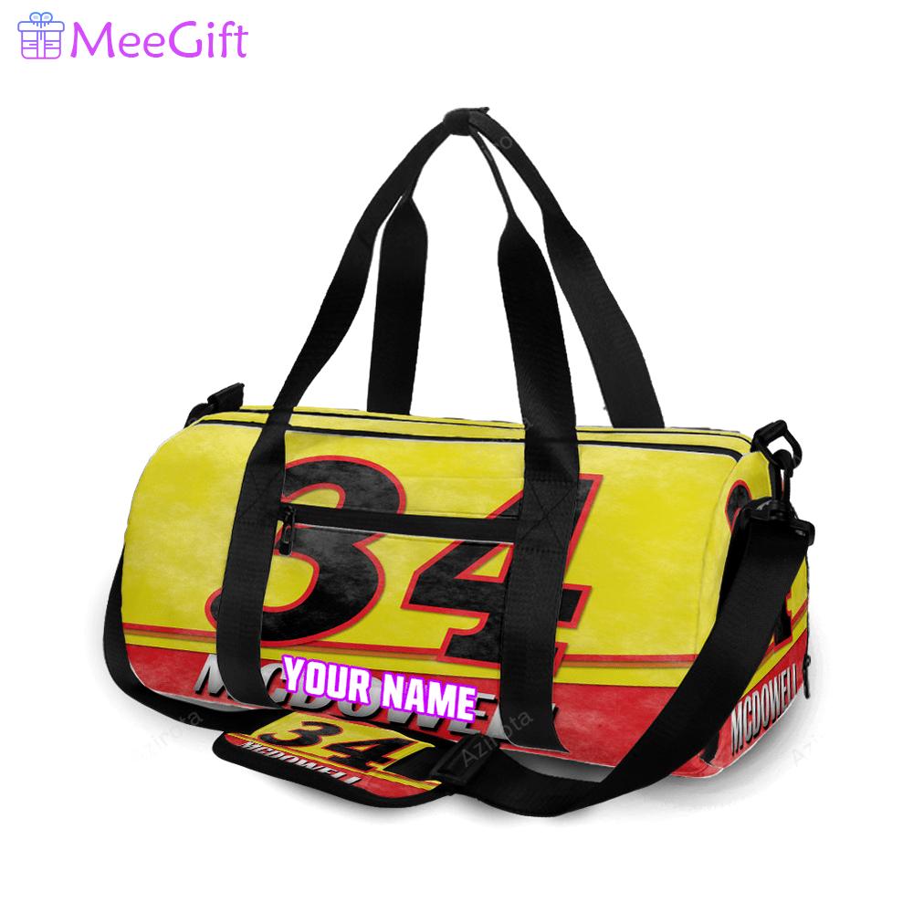 Nascar front row motor sports mc dowell 34 personalized name travel bag gym bag 1393 Travel Bag