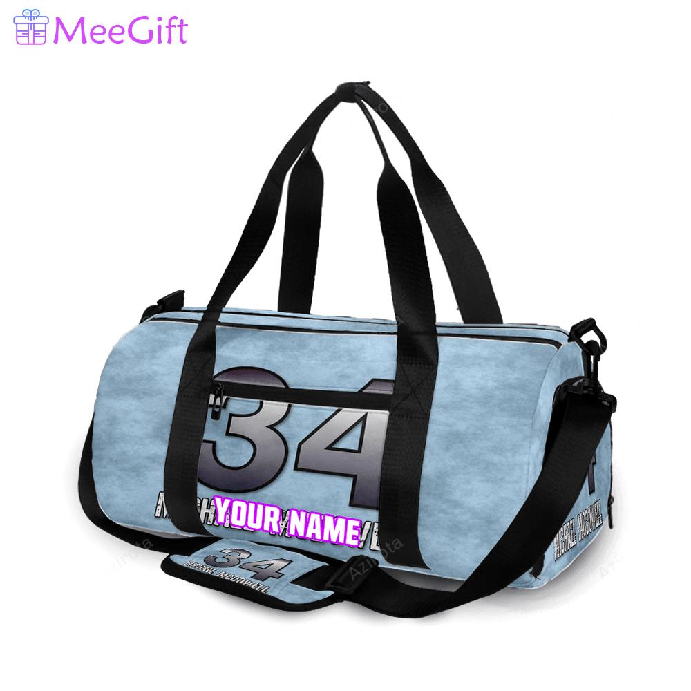 Nascar front row motor sports mc dowell 34 silver personalized name travel bag gym bag 188 Travel Bag