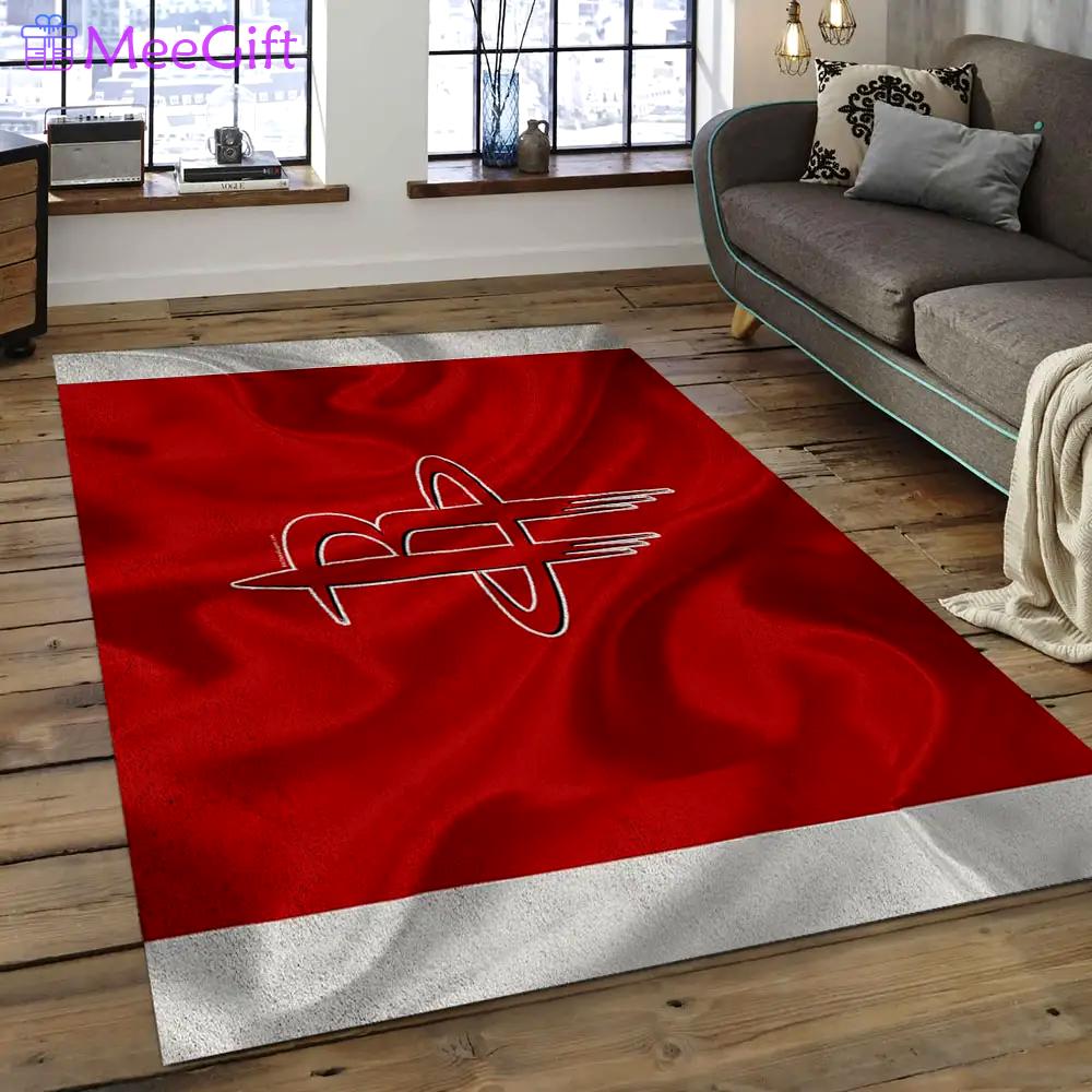 Nba houston rockets basketball legend team logo rectangle area hr12 Rectangle Rug