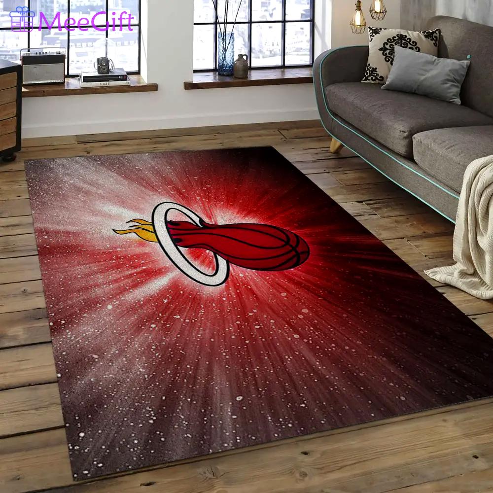 Nba miami heat basketball legend team logo rectangle area mh15 Rectangle Rug
