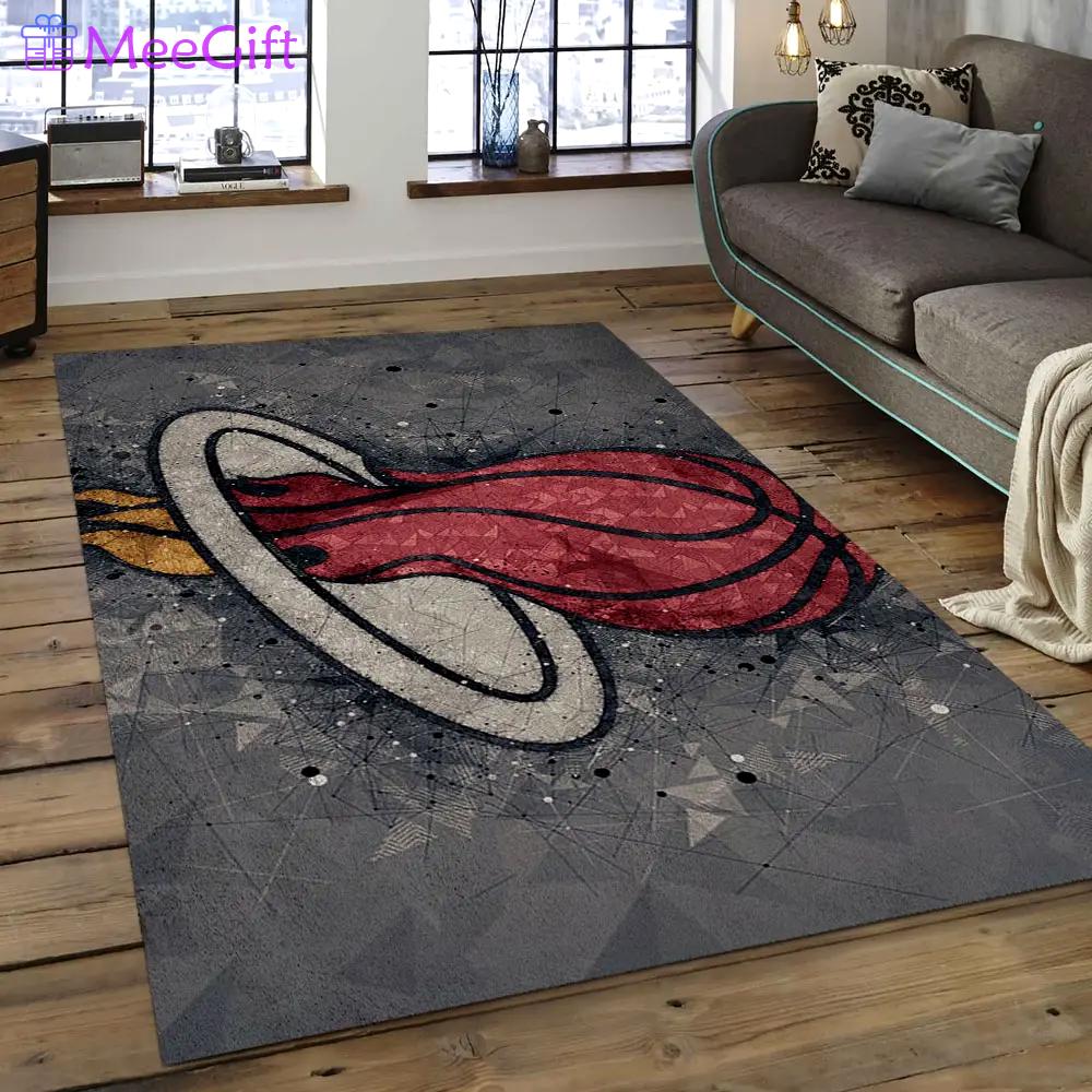 Nba miami heat basketball legend team logo rectangle area mh33 Rectangle Rug