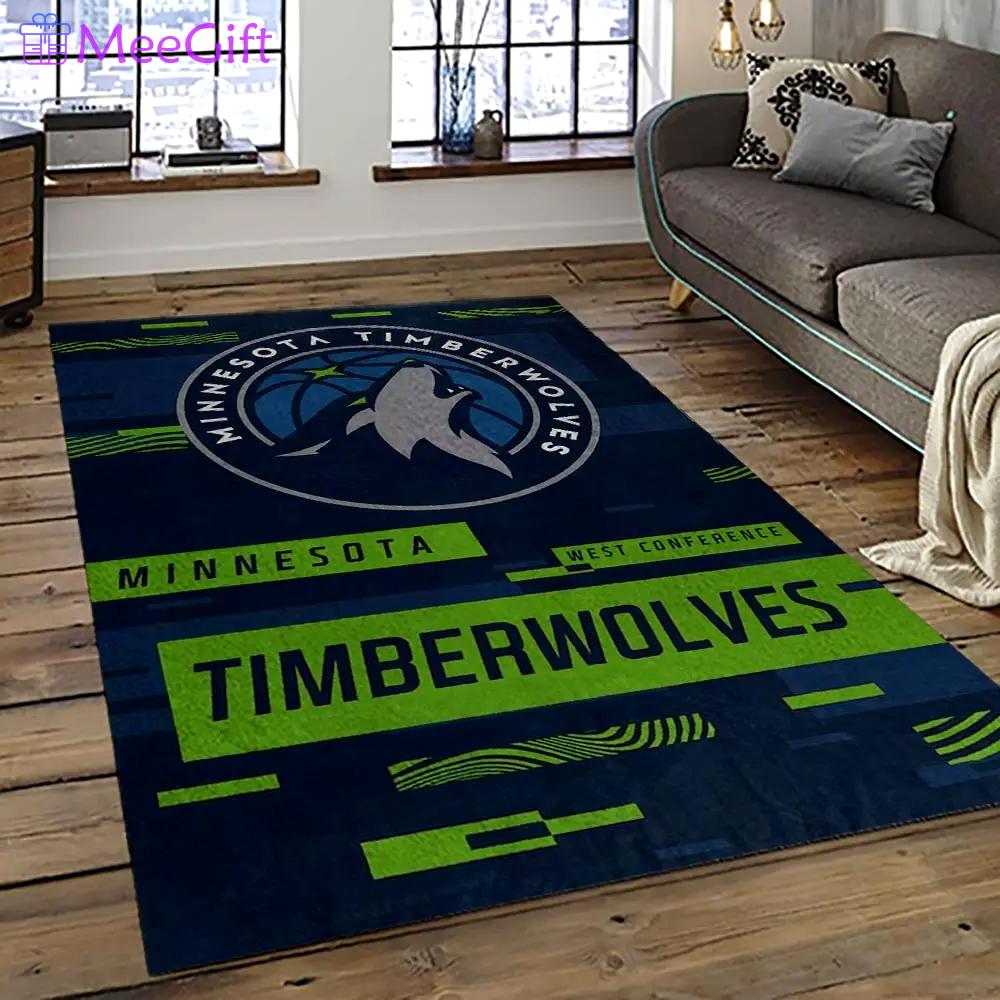 Nba minnesota timberwolves basketball team logo sport carpet area rug home decor best gift for friends mt64 Rectangle Rug