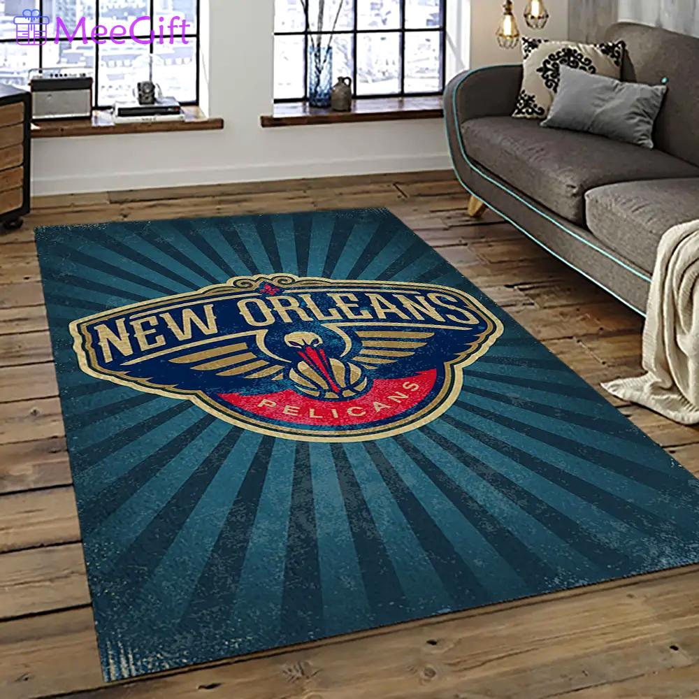Nba new orleans pelicans basketball team logo sport carpet rectangle area rug for living room nop3 Rectangle Rug