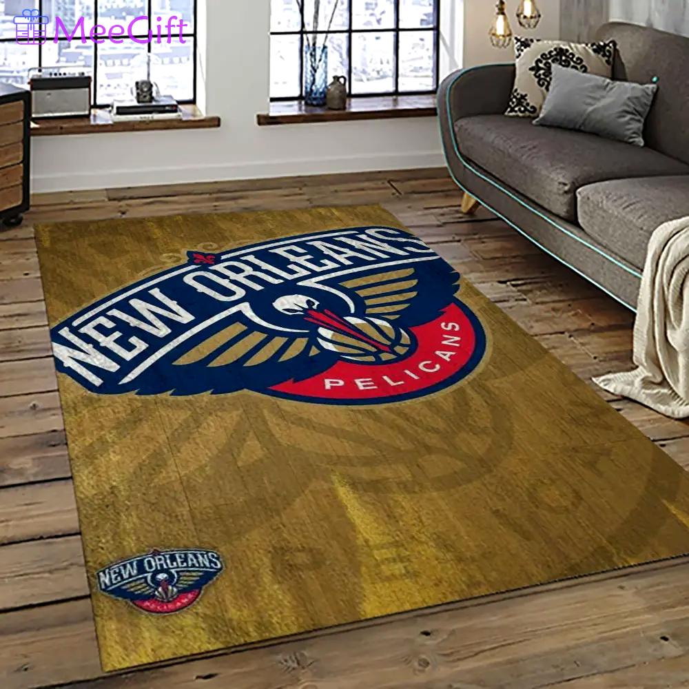 Nba new orleans pelicans basketball team logo sport carpet rectangle area rug for living room nop9 Rectangle Rug