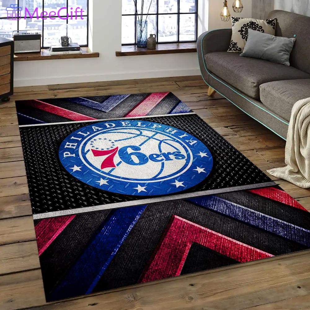 Nba philadelphia 76ers basketball legend team logo rectangle area p7648 Rectangle Rug