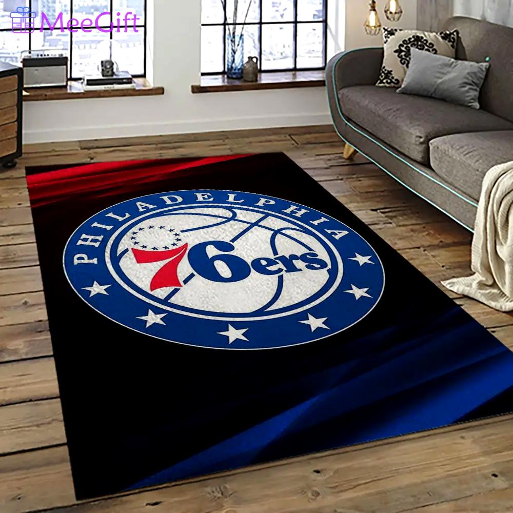 Nba philadelphia 76ers basketball team logo sport carpet area rug home decor best gift for friends p7680 Rectangle Rug