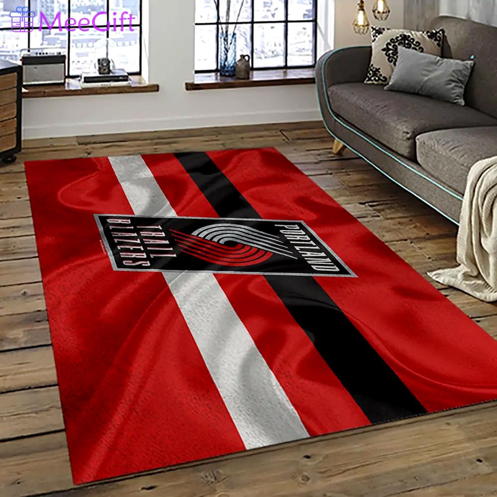 Nba portland trail blazers basketball team logo sport carpet rectangle area rug for living room ptb25 Rectangle Rug