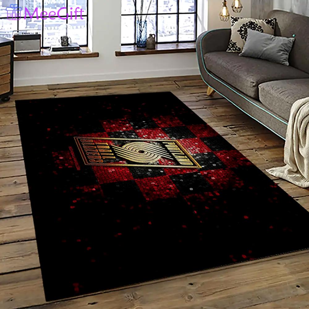 Nba portland trail blazers basketball team logo sport carpet rectangle area rug for living room ptb30 Rectangle Rug